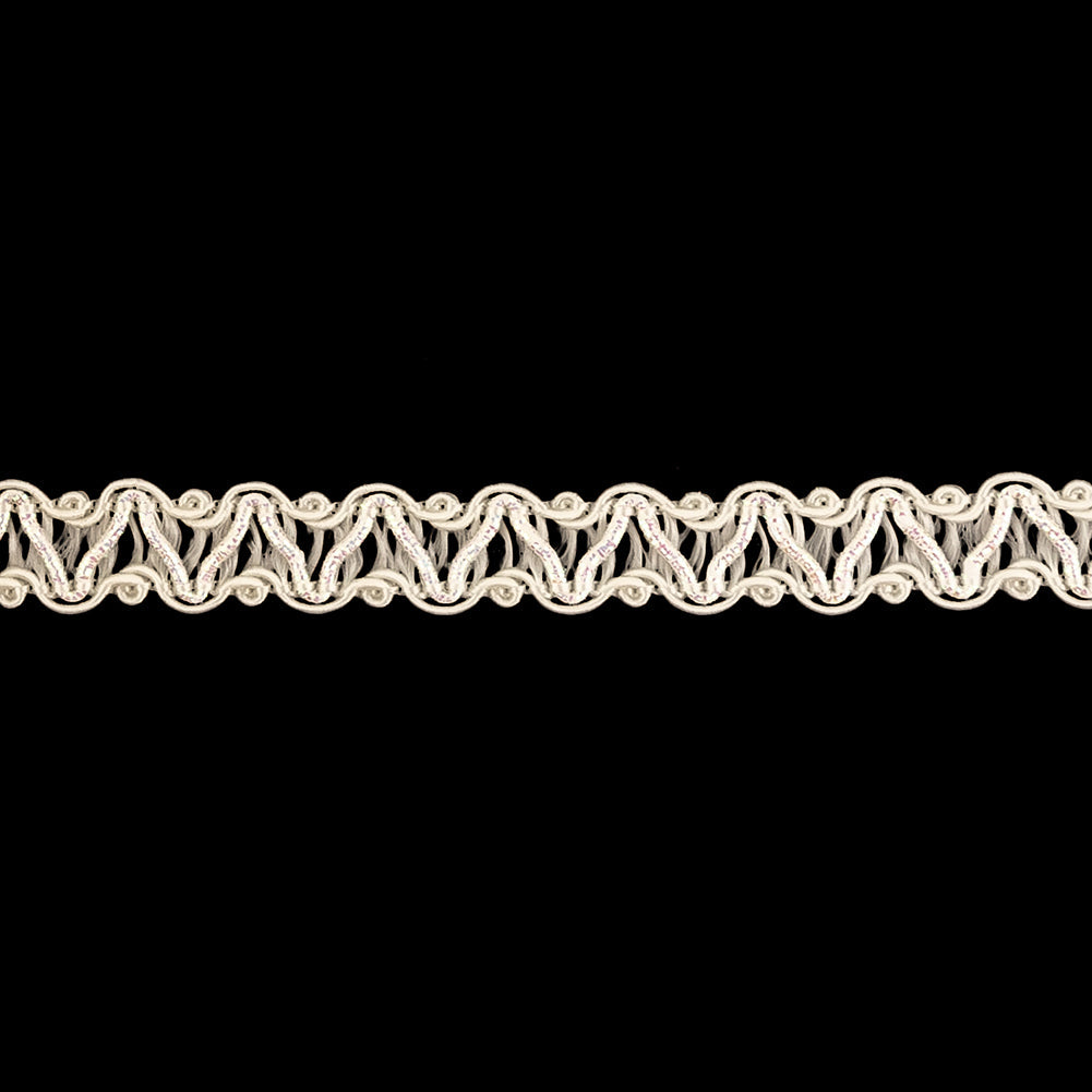 White Asparagus and Iridescent Zig Zags Gimp Braided Trim - 0.375"