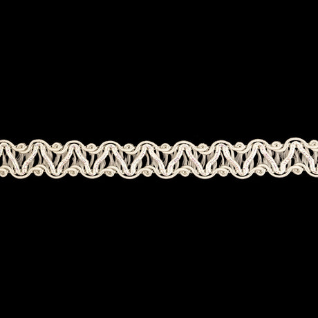 White Asparagus and Iridescent Zig Zags Gimp Braided Trim - 0.375"