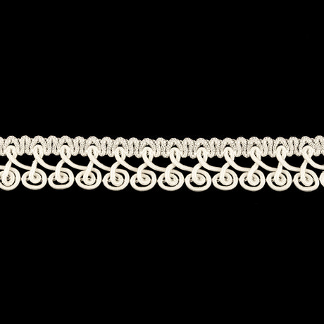 White Spirals Braided Trim - 0.5"