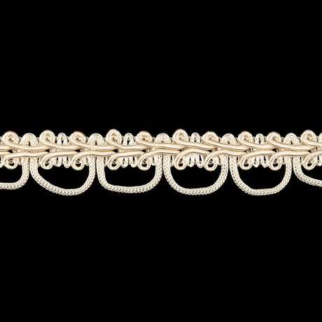 Sand Dollar and Pearled Ivory Gimp Braided Trim with Loops - 0.625"