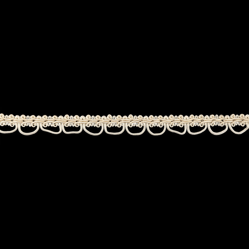 Sand Dollar and Pearled Ivory Gimp Braided Trim with Loops - 0.625"