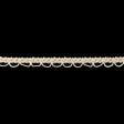 Sand Dollar and Pearled Ivory Gimp Braided Trim with Loops - 0.625"