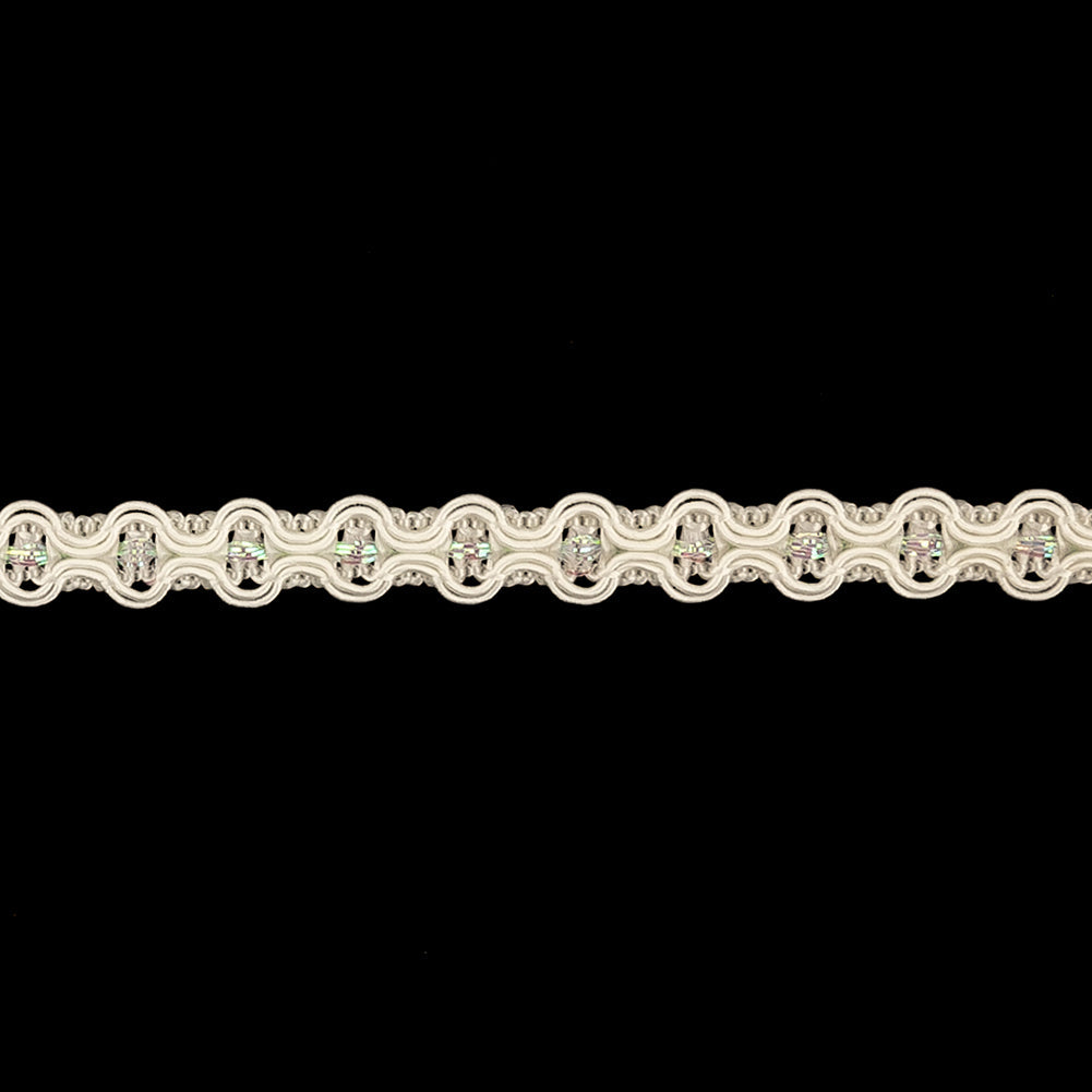 White and Iridescent Wavy Braided Trim - 0.375"