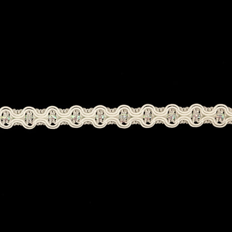 White and Iridescent Wavy Braided Trim - 0.375"