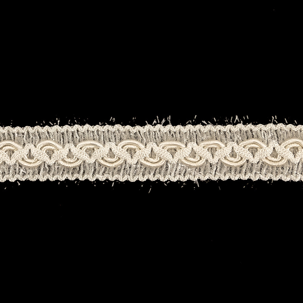 Papyrus and Clear Eyelash Fringe Braided Trim - 0.625"