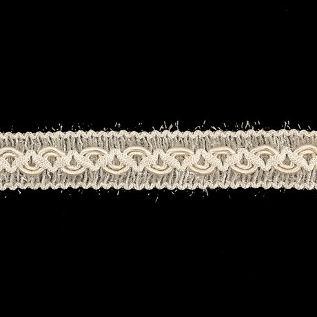 Papyrus and Clear Eyelash Fringe Braided Trim - 0.625"