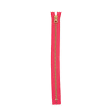 YKK Hot Pink Metal Closed Bottom Zipper with Gold Teeth - 11"
