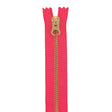 YKK Hot Pink Metal Closed Bottom Zipper with Gold Teeth - 11"