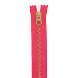 YKK Hot Pink Metal Closed Bottom Zipper with Gold Teeth - 11"