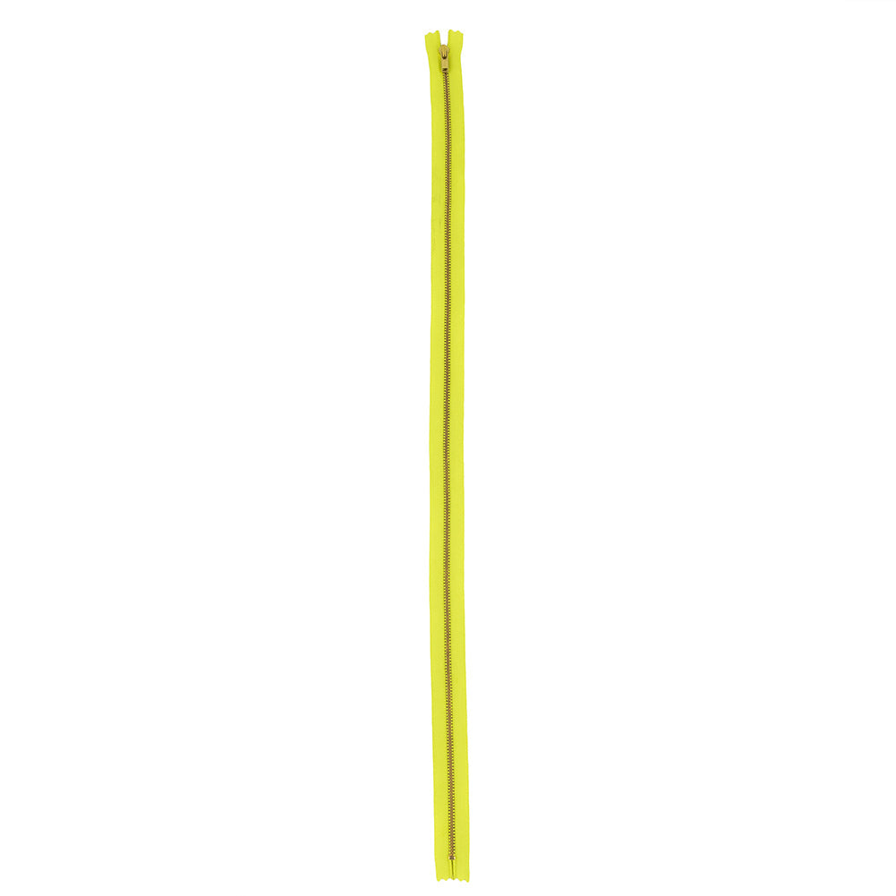 YKK Safety Yellow Metal Closed Bottom Zipper with Gold Teeth - 23.5"