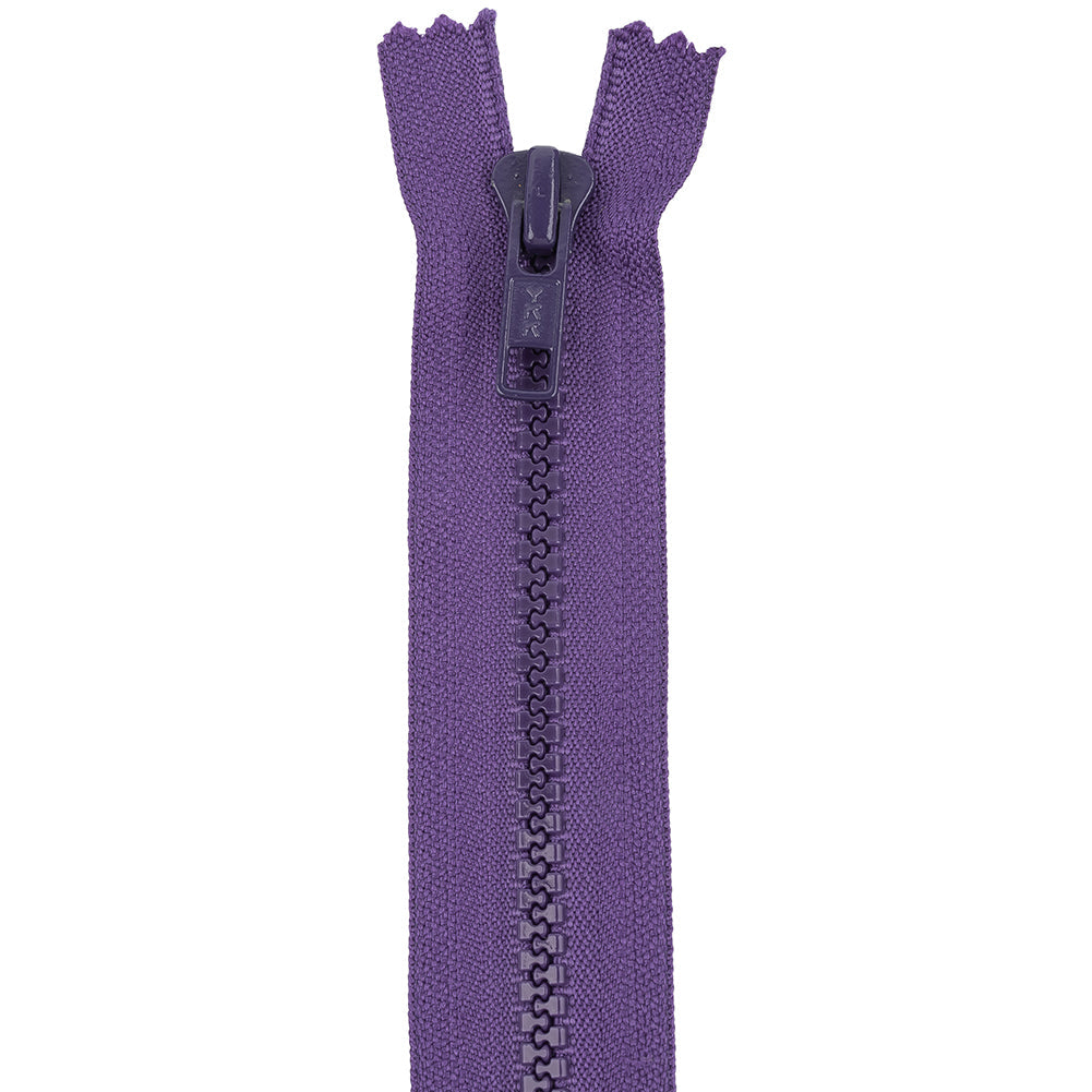 YKK Royal Purple Molded Plastic Closed Bottom Zipper with Metal Pull - 32"