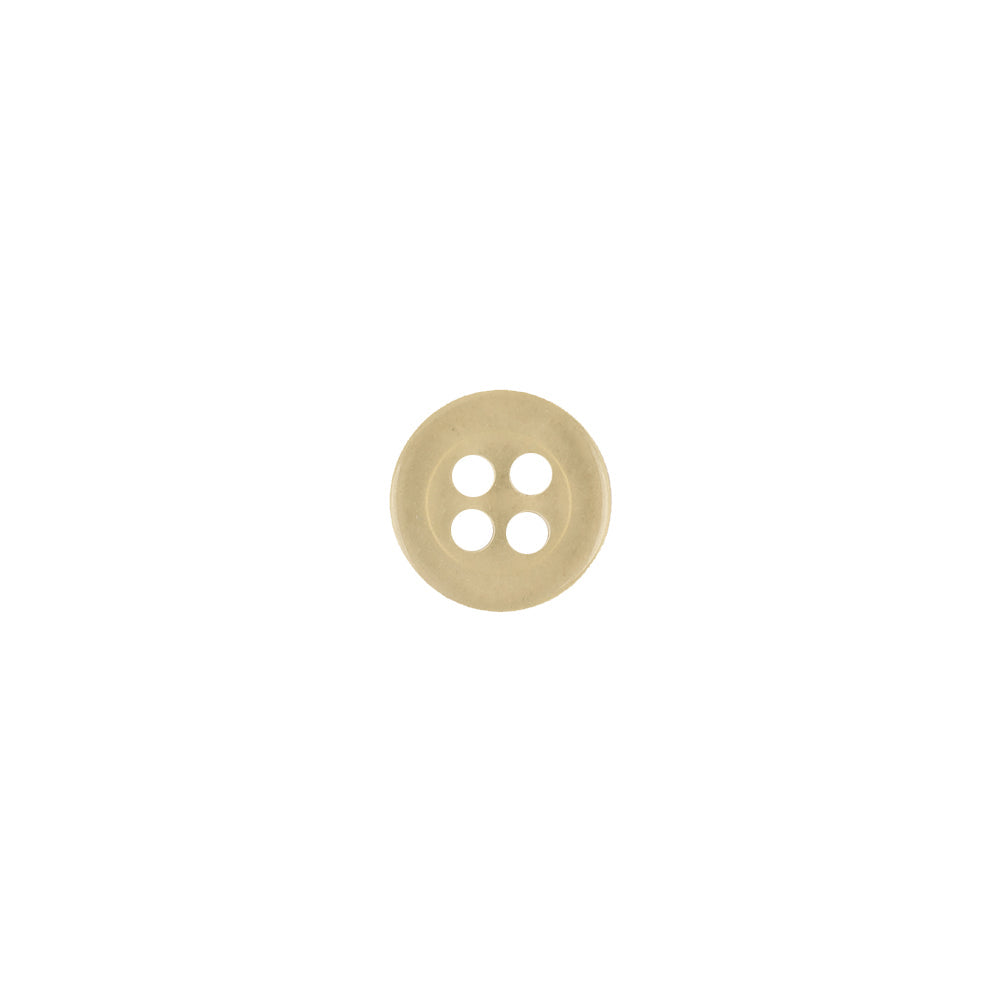 Translucent Beige Tire Rimmed 4-Hole Blouse Button - 13L/8mm