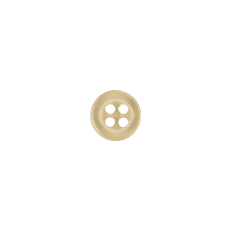 Translucent Beige Tire Rimmed 4-Hole Blouse Button - 13L/8mm