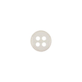 Semi Shiny Ghostly White Narrow Rimmed 4-Hole Button - 16L/10mm