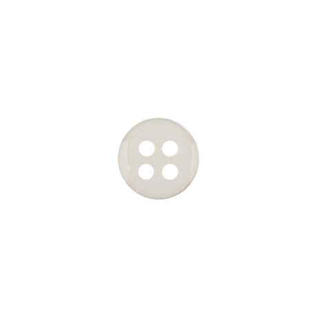 Semi Shiny Ghostly White Narrow Rimmed 4-Hole Button - 16L/10mm