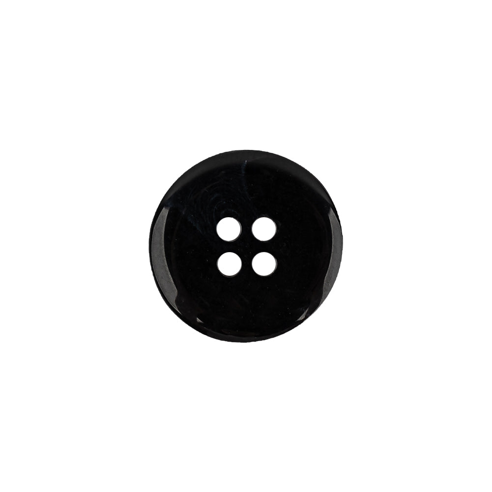 Italian Black Shallow Plate Style 4-Hole Plastic Suiting Button - 24L/15mm