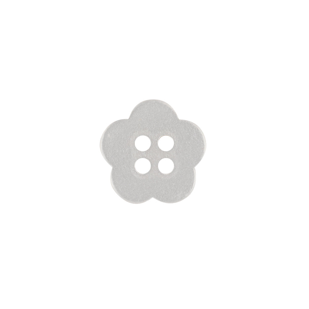 Shiny Lucent White Tinted 4-Hole Flower Shaped Button - 22L/14mm