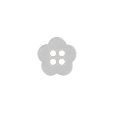 Shiny Lucent White Tinted 4-Hole Flower Shaped Button - 22L/14mm