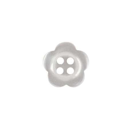 Shiny Lucent White Tinted 4-Hole Flower Shaped Button - 22L/14mm
