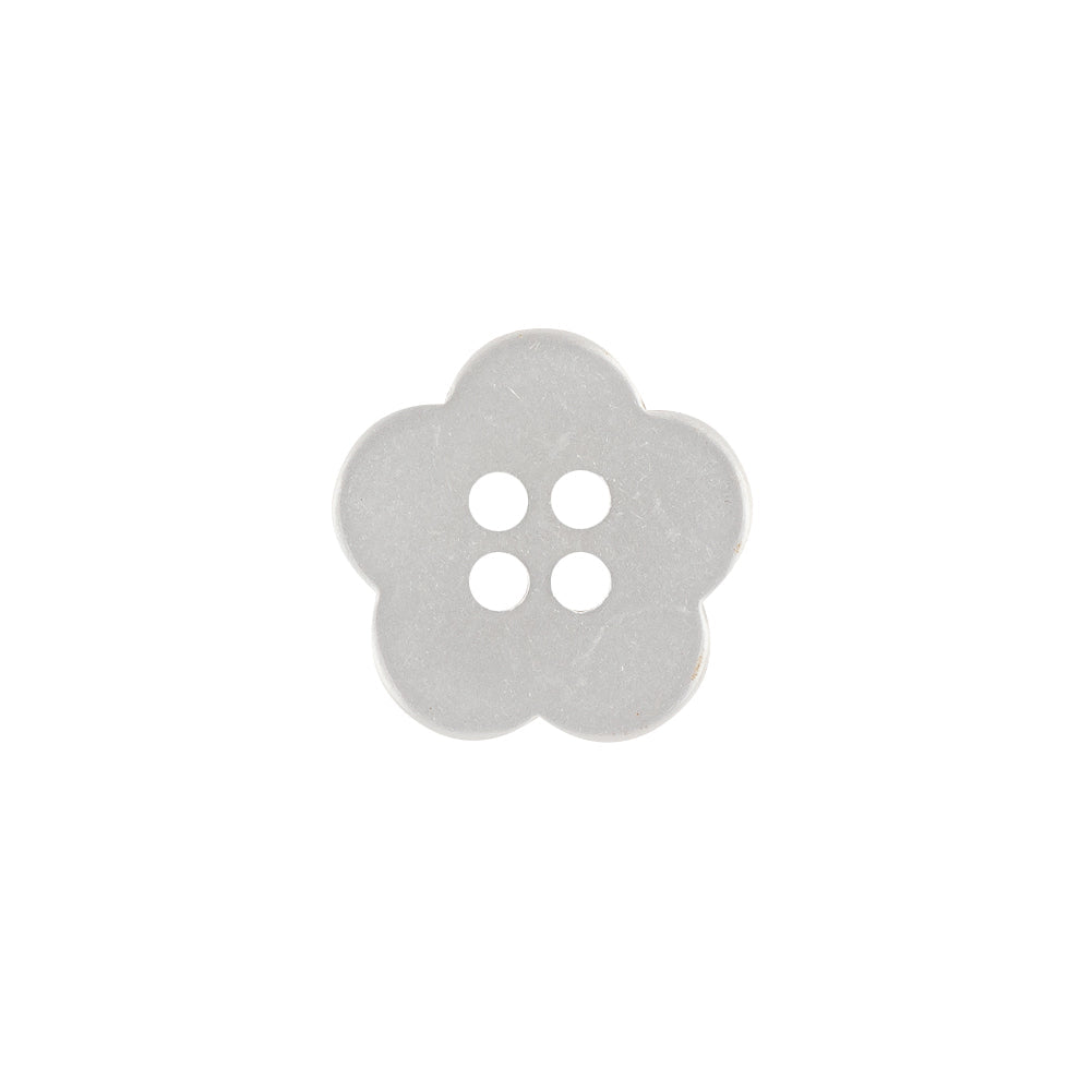 Shiny Lucent White Tinted 4-Hole Flower Shaped Button - 25L/16mm