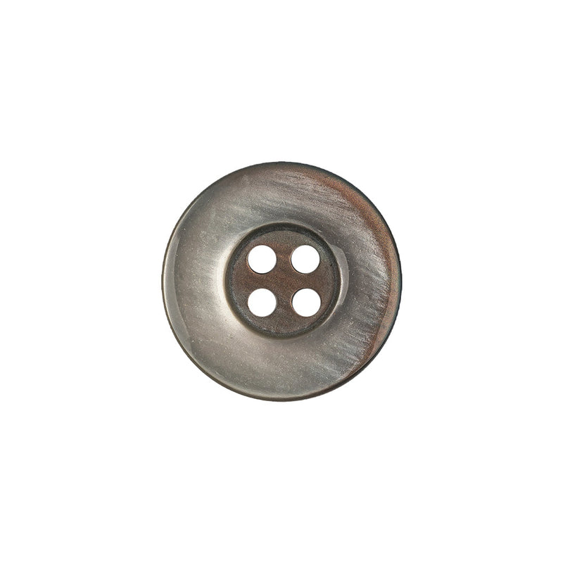 Iridescent Silver Blue and Brown Ombre 4-Hole Dish Style Jacket Button - 28L/18mm
