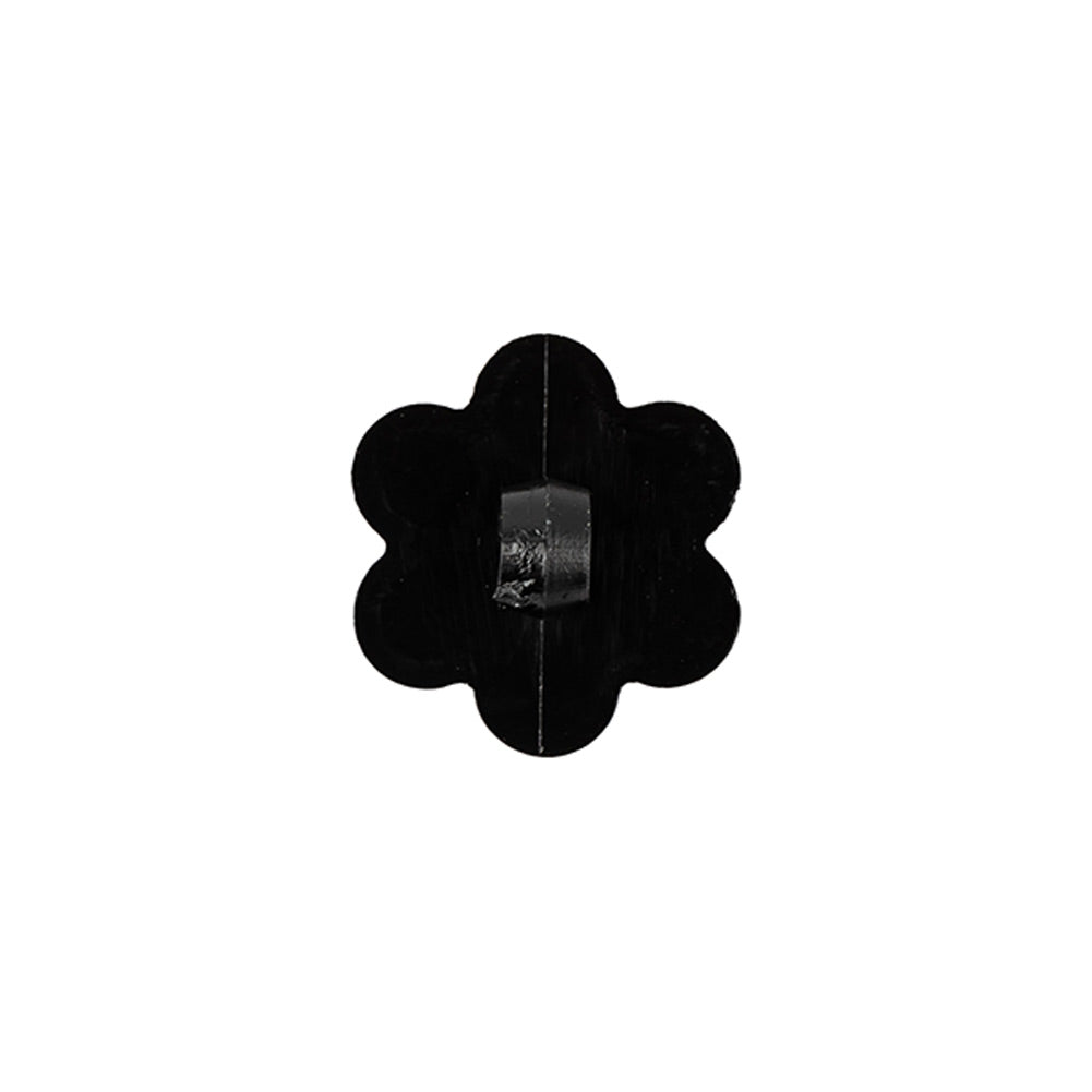 Italian Black Flower Shank Back Nylon Button - 24L/15mm