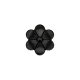 Italian Black Flower Shank Back Nylon Button - 24L/15mm