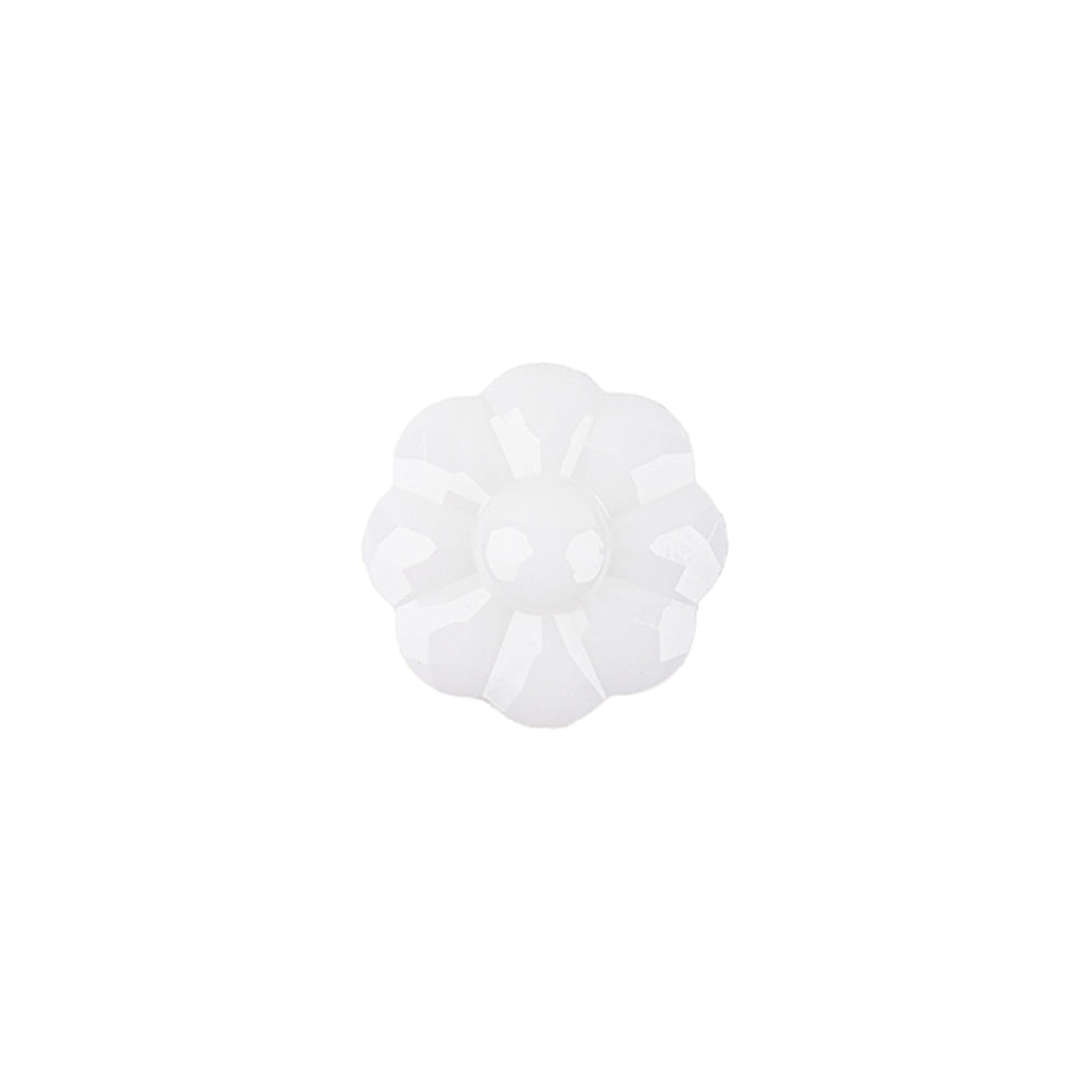 Italian White Faceted Shank Back Flower Button - 20L/12.5mm