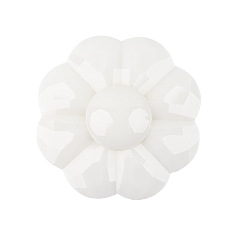 Italian White Faceted Shank Back Flower Button - 44L/28mm
