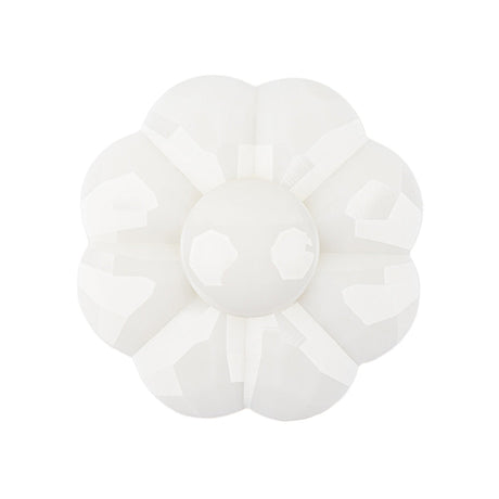 Italian White Faceted Shank Back Flower Button - 44L/28mm