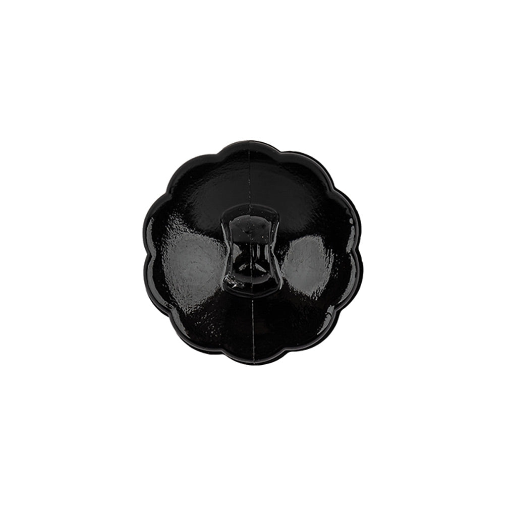 Italian Black Decorative Circles Floral Shank Back Button - 30L/19mm