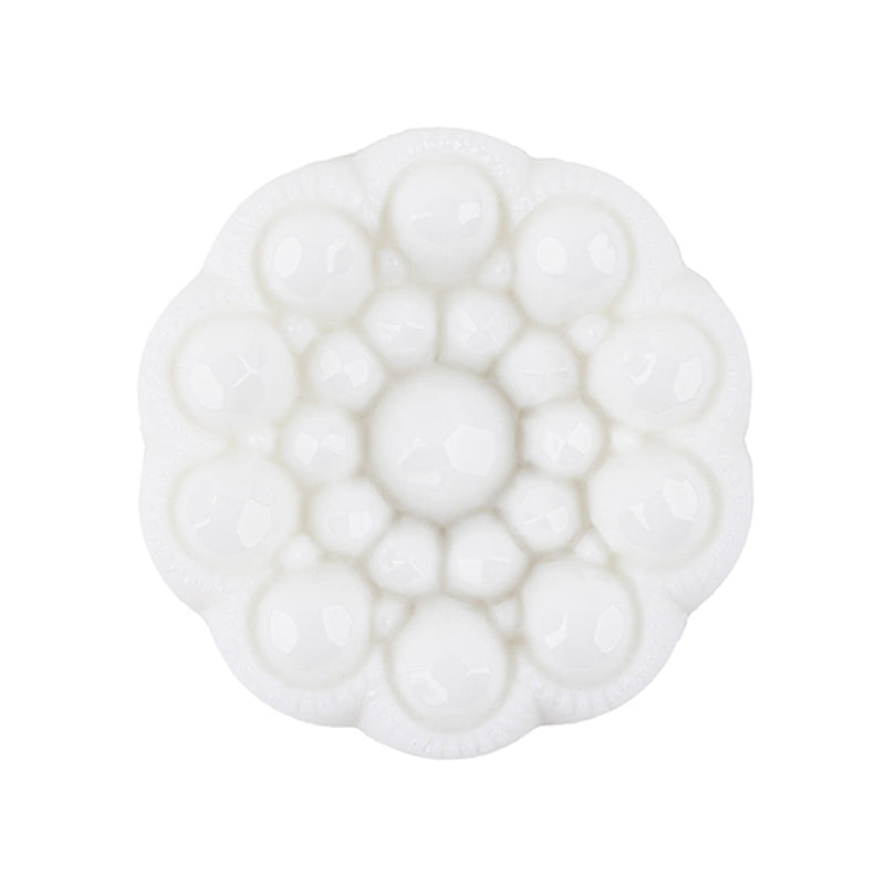 Italian White Decorative Circles Floral Shank Back Button - 44L/28mm