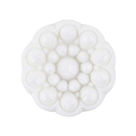 Italian White Decorative Circles Floral Shank Back Button - 44L/28mm