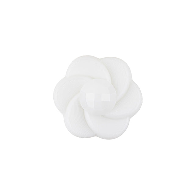 Italian White Floral and Geometric Shank Back Nylon Button - 32L/20mm
