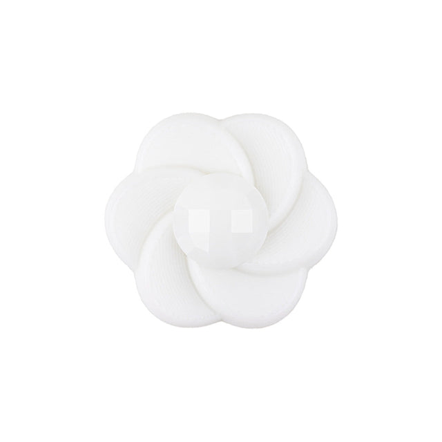 Italian White Floral and Geometric Shank Back Nylon Button - 36L/23mm