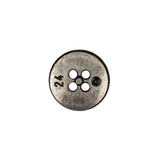 Italian Carbon Silver Shallow Plate 4-Hole Metal Look Coat Button - 24L/15mm