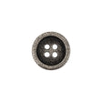 Italian Carbon Silver Shallow Plate 4-Hole Metal Look Coat Button - 24L/15mm