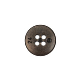 Italian Bronze Shallow Plate 4-Hole Metal Look Coat Button - 24L/15mm