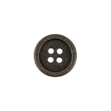 Italian Bronze Shallow Plate 4-Hole Metal Look Coat Button - 24L/15mm