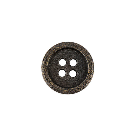 Italian Bronze Shallow Plate 4-Hole Metal Look Coat Button - 24L/15mm