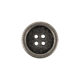 Italian Carbon Silver Shallow Plate 4-Hole Metal Look Coat Button - 32L/20mm