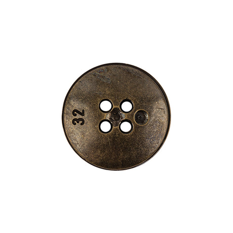 Italian Hint of Gold Bronze Shallow Plate 4-Hole Metal Look Coat Button - 32L/20mm
