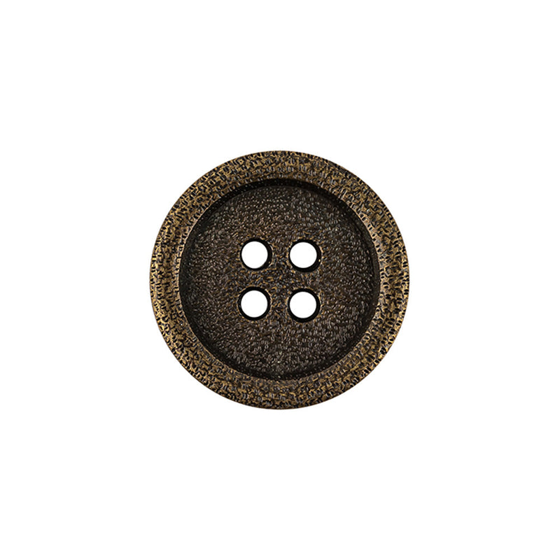Italian Hint of Gold Bronze Shallow Plate 4-Hole Metal Look Coat Button - 32L/20mm
