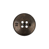 Italian Bronze Shallow Plate 4-Hole Metal Look Coat Button - 32L/20mm
