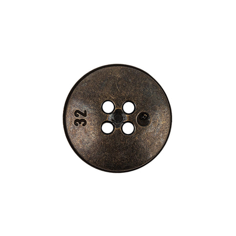 Italian Bronze Shallow Plate 4-Hole Metal Look Coat Button - 32L/20mm