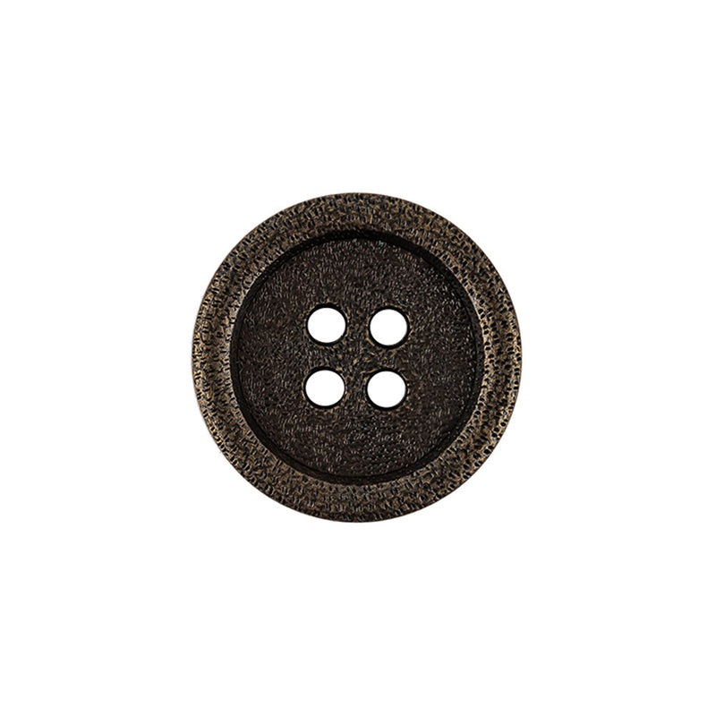 Italian Bronze Shallow Plate 4-Hole Metal Look Coat Button - 32L/20mm