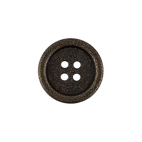 Italian Bronze Shallow Plate 4-Hole Metal Look Coat Button - 32L/20mm