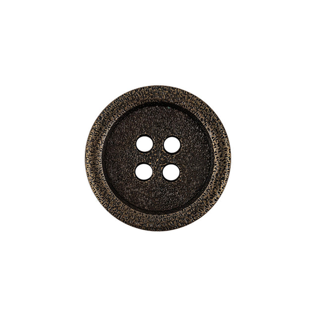 Italian Bronze Shallow Plate 4-Hole Metal Look Coat Button - 32L/20mm