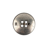Italian Carbon Silver Shallow Plate 4-Hole Metal Look Coat Button - 36L/23mm