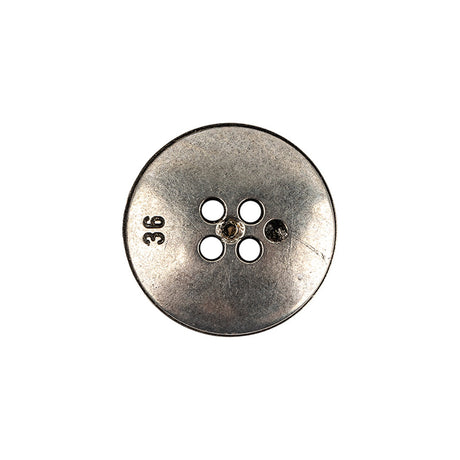 Italian Carbon Silver Shallow Plate 4-Hole Metal Look Coat Button - 36L/23mm